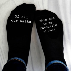 'Of all the walks' socks personalised with your special date.